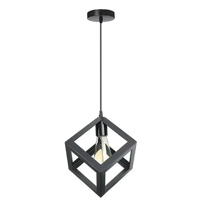 Modern black decorbites geometric led cube pendant light with visible filament bulb for kitchen lighting