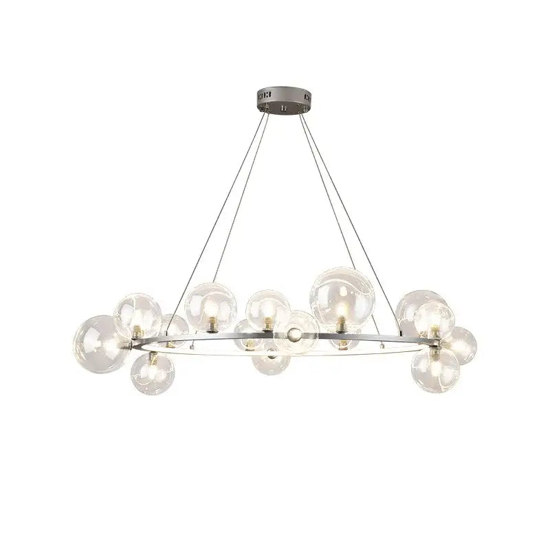 Modern black decorbites glass ball g9 led chandelier with chrome finish and clear glass globe bulbs for dining room