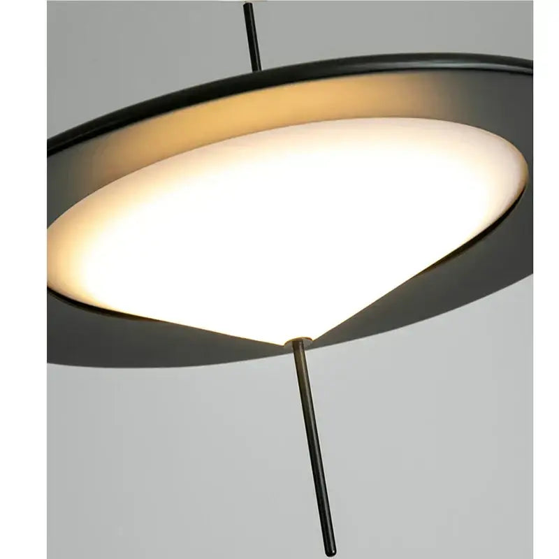 Modern black decorbites designer ufo chandelier pendant light with black frame and warm frosted glass shade glow