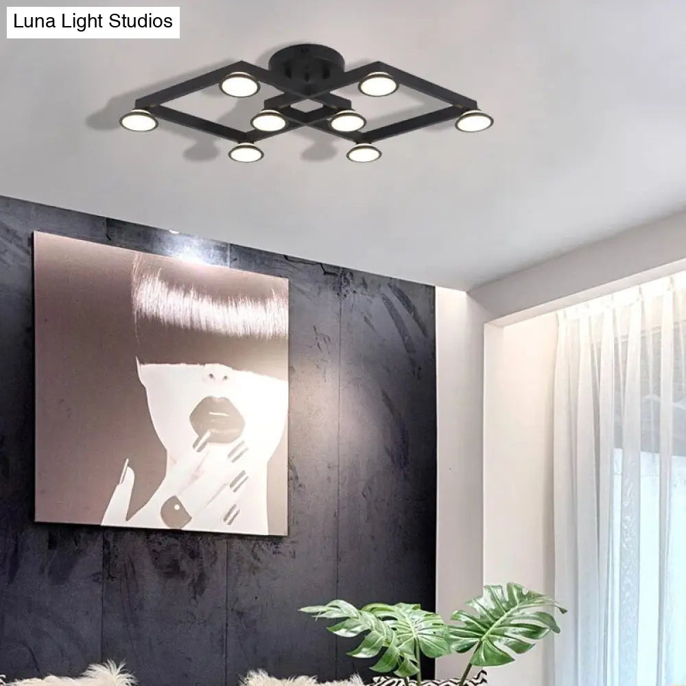 DecorBites™ DecorBites™ Modern Black Diamond Shape Flush Mount Ceiling Light with 8 Lights - Ideal for Restaurants