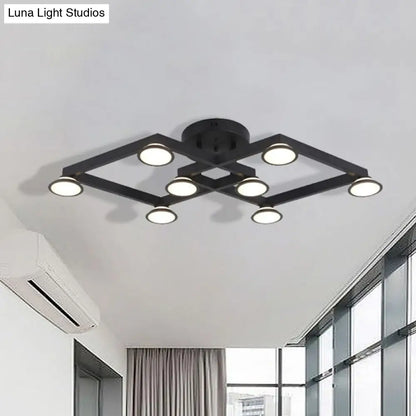 DecorBites™ DecorBites™ Modern Black Diamond Shape Flush Mount Ceiling Light with 8 Lights - Ideal for Restaurants
