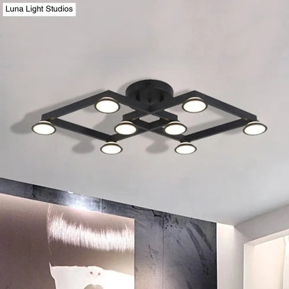 DecorBites™ DecorBites™ Modern Black Diamond Shape Flush Mount Ceiling Light with 8 Lights - Ideal for Restaurants