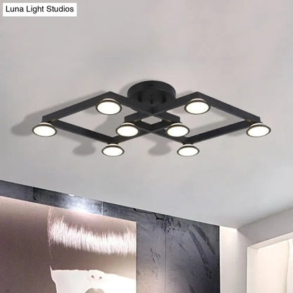 DecorBites™ DecorBites™ Modern Black Diamond Shape Flush Mount Ceiling Light with 8 Lights - Ideal for Restaurants