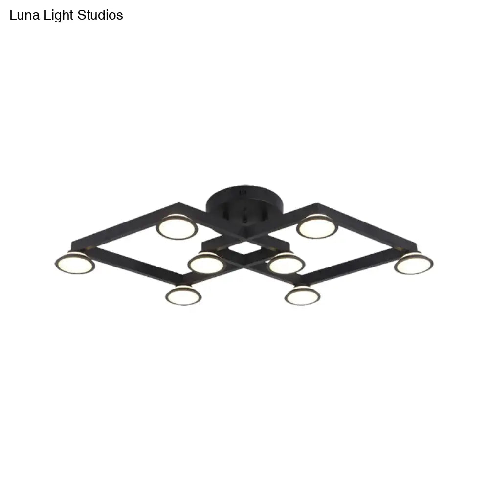 DecorBites™ DecorBites™ Modern Black Diamond Shape Flush Mount Ceiling Light with 8 Lights - Ideal for Restaurants