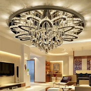 A modern black dimmable led crystal chandelier with clear crystal tiers for dining room decorbites dimmable led light