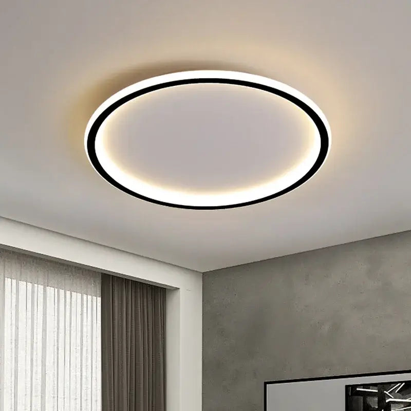 Modern black dimmable led ring ceiling light with sleek frame and soft white illumination for living room ceiling light use