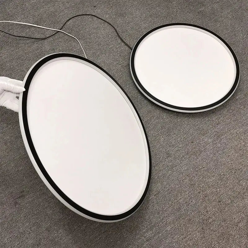 Modern black dimmable led ring ceiling light with oval white surface and black rim for living room ceiling light