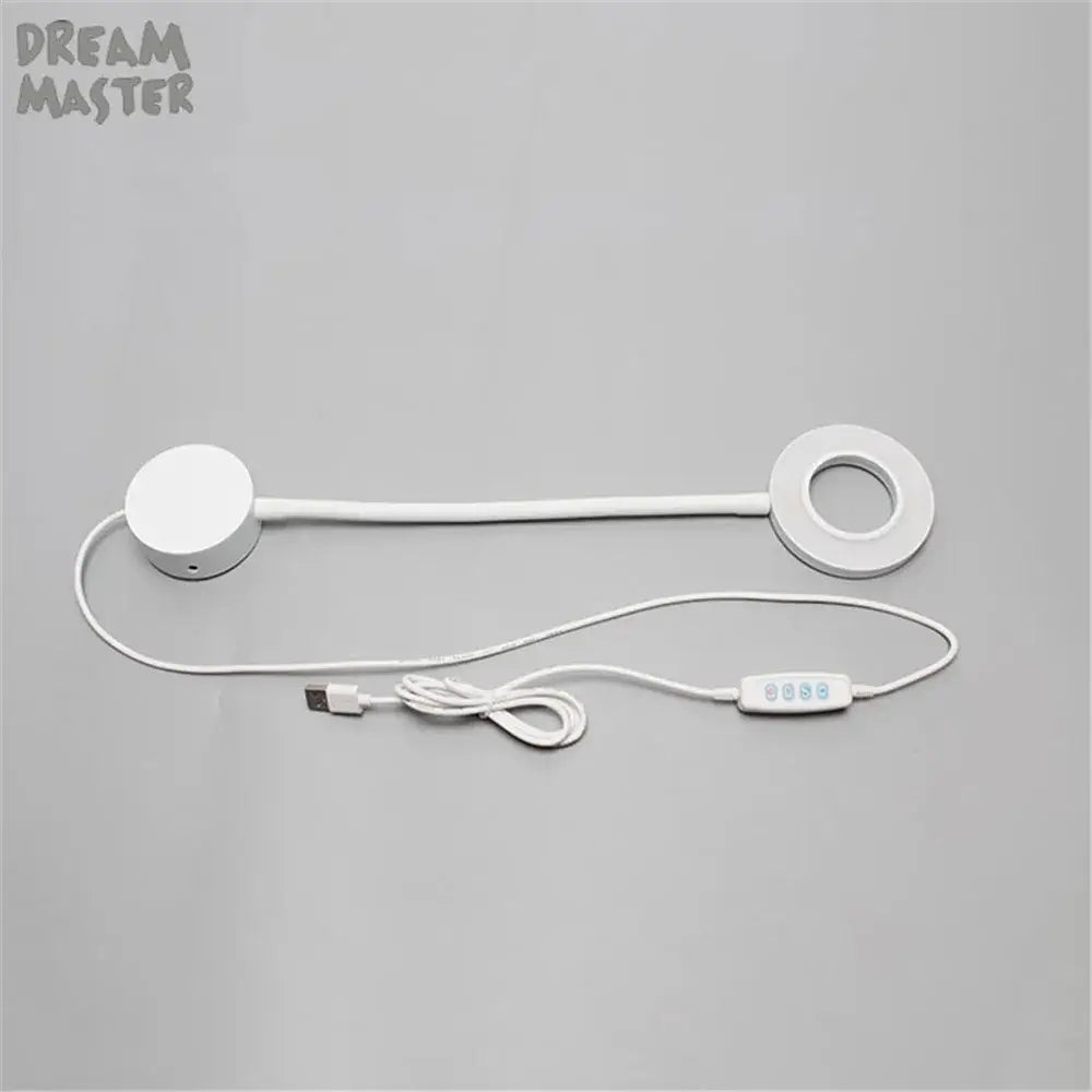 White usb-powered adjustable desk lamp with circular ends and control panel for decorbites dimmable led wall lamp use