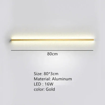 Gold-colored aluminum wall lamp with sleek rectangular design for modern black dimmable long bedroom lighting decorbites dimmable long