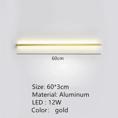 Gold-colored aluminum wall lamp with sleek minimalist design modern black dimmable long wall lamp decorbites dimmable long