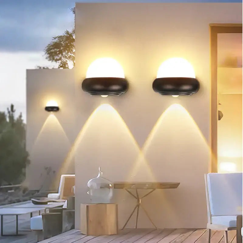 Modern black dome led wall light outdoor featuring warm white led wall lighting with a sleek dome shape