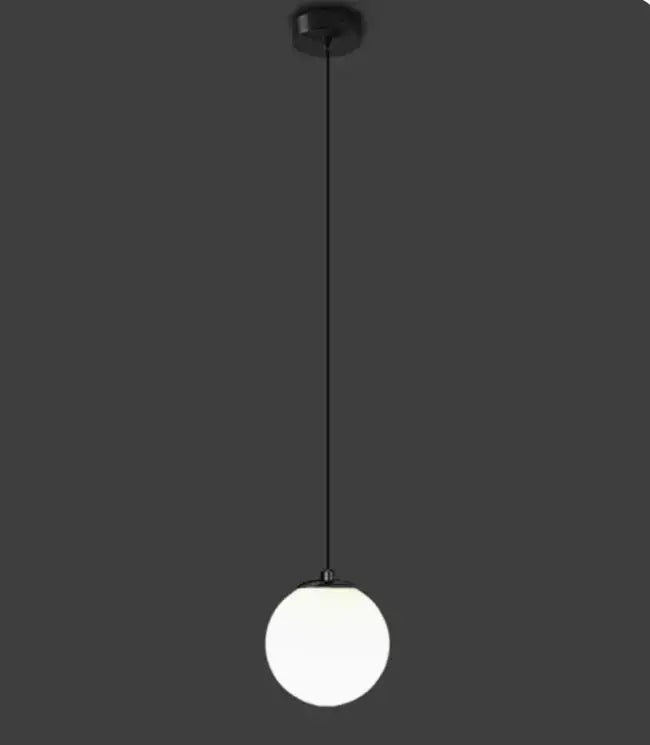 Modern black double glass ball pendant light with frosted glass globe and matte black fixture for bedroom ceiling