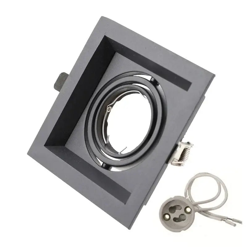Modern black double ring led recessed ceiling light with circular metal mounting ring and wiring components for living room