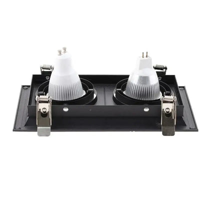 Modern black double ring led recessed ceiling light fixture with dual gu10 white and silver bulbs for living room