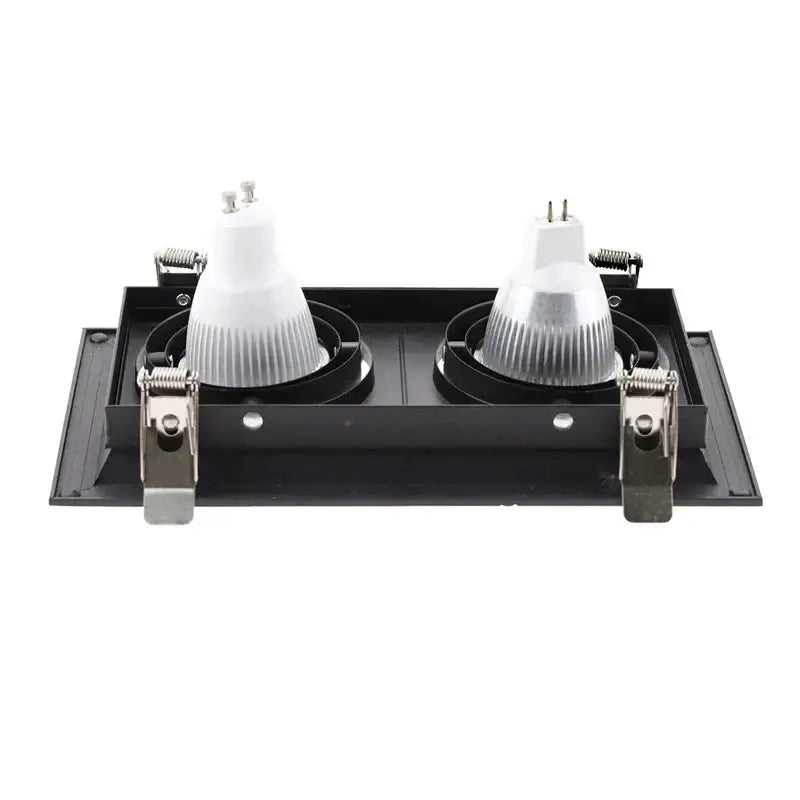 Modern black double ring led recessed ceiling light fixture with dual gu10 white and silver bulbs for living room