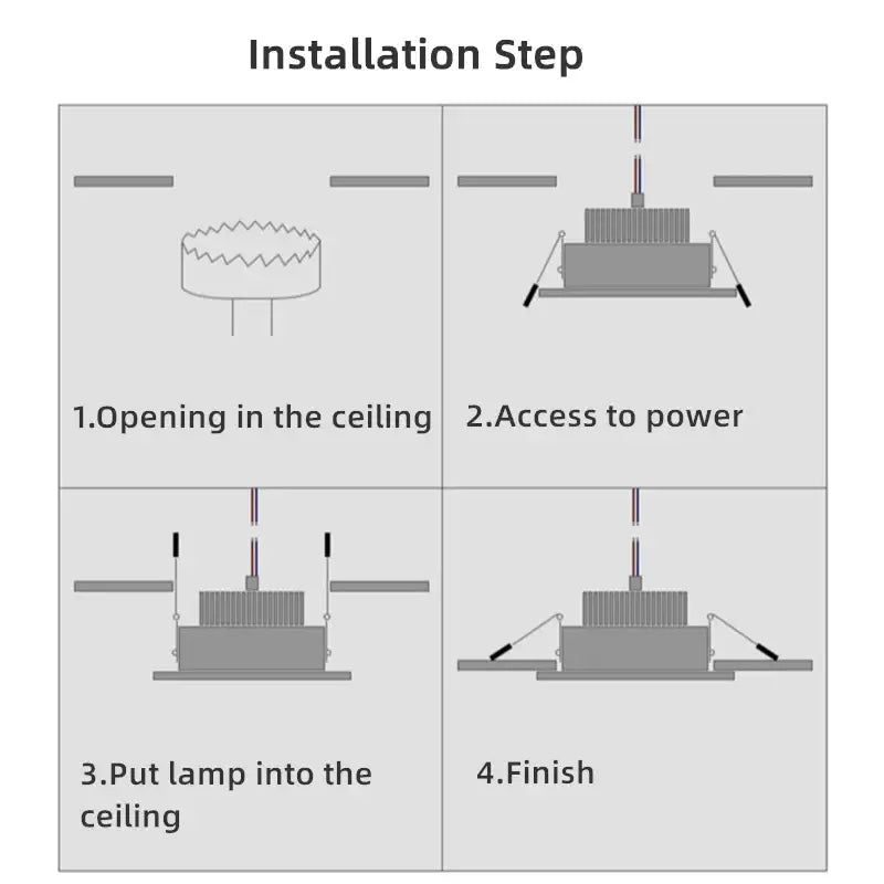 Modern black double ring led recessed ceiling light with rectangular metallic housing and internal heat sink fins for living room