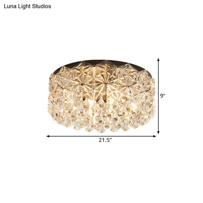 Lámpara de techo moderna DecorBites™ con forma de tambor negro y cristales hexagonales - Montaje empotrado, 45,7 cm/54,6 cm de ancho