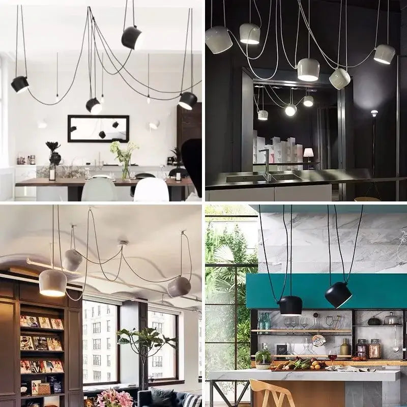 Modern black drum led pendant kitchen ceiling light with black and white drum led pendant and exposed cords decorbites black drum