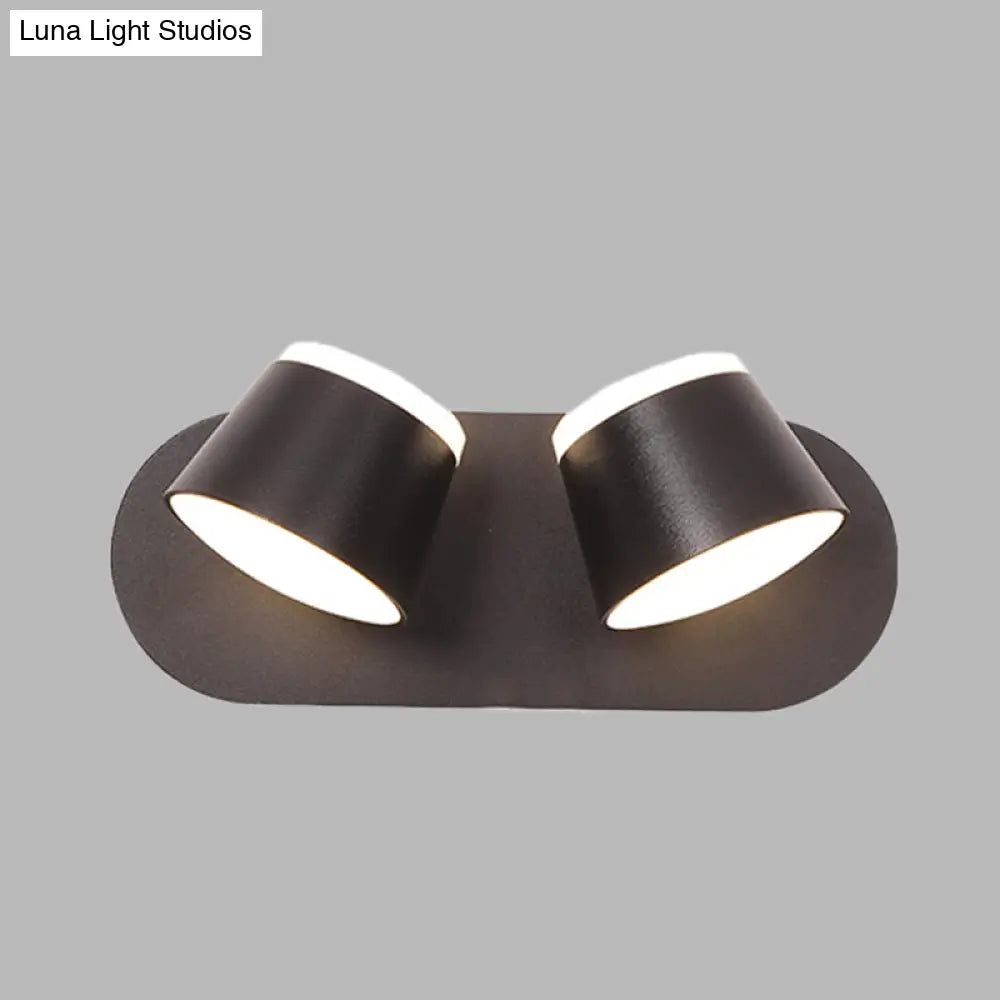 DecorBites™ DecorBites™ Modern Black Drum Wall Sconce with Adjustable 2-Light LED Fixture