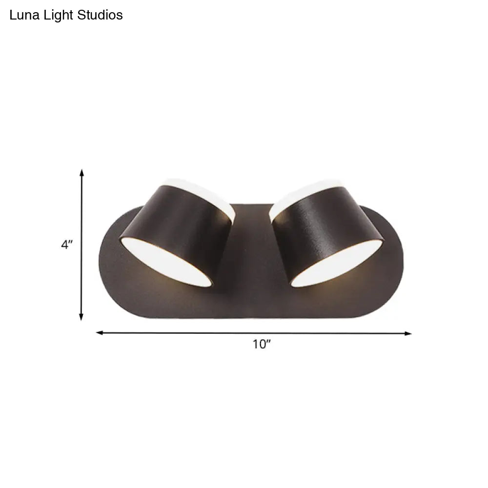DecorBites™ DecorBites™ Modern Black Drum Wall Sconce with Adjustable 2-Light LED Fixture