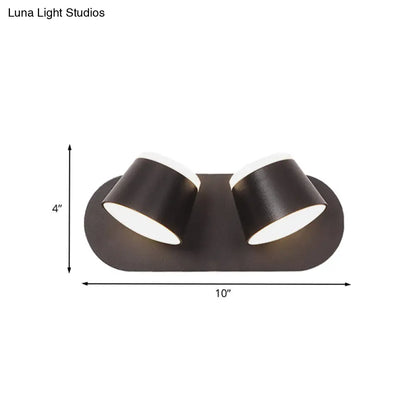 DecorBites™ DecorBites™ Modern Black Drum Wall Sconce with Adjustable 2-Light LED Fixture