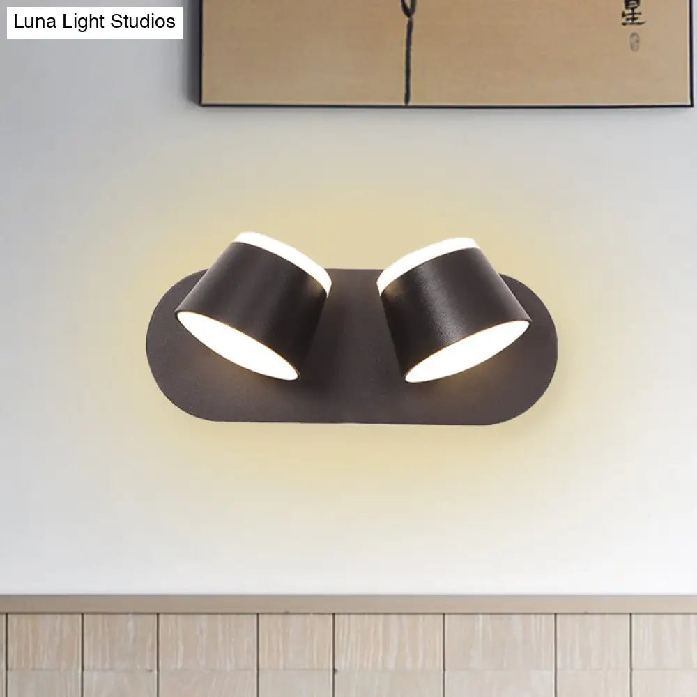 DecorBites™ DecorBites™ Modern Black Drum Wall Sconce with Adjustable 2-Light LED Fixture