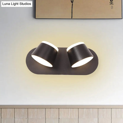 DecorBites™ DecorBites™ Modern Black Drum Wall Sconce with Adjustable 2-Light LED Fixture