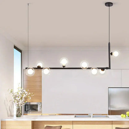 Modern black dual glass lamp ceiling chandelier with clear globe bulbs for dining room decorbites dual glass lighting