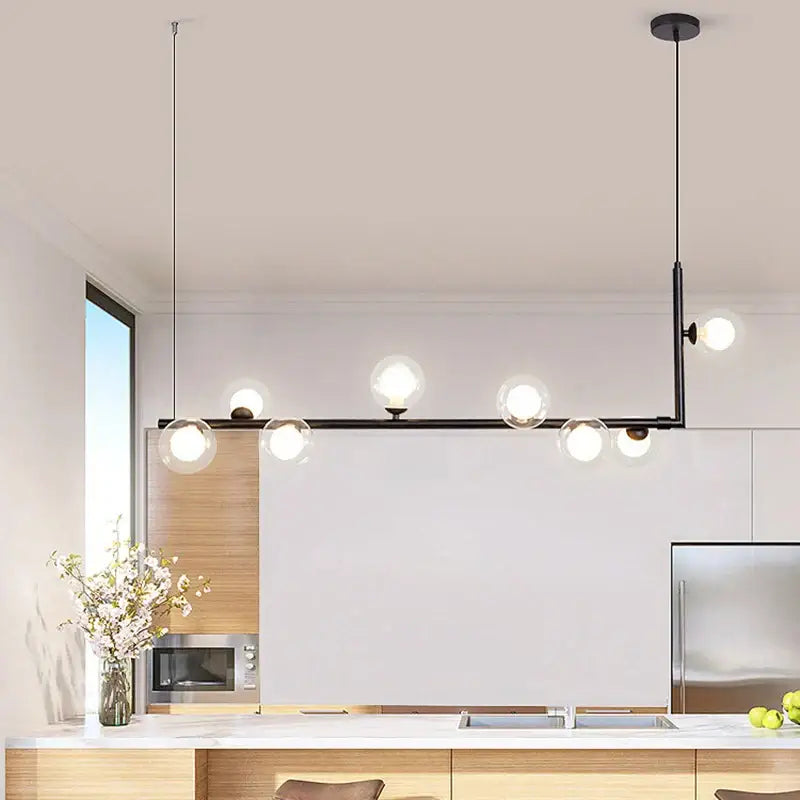 Modern black dual glass lamp ceiling chandelier with clear globe bulbs for dining room decorbites dual glass lighting