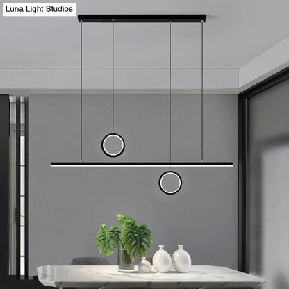 Modern black DecorBites™ Nordic dual ring acrylic pendant light with sleek LED elements for dining room island pendant light