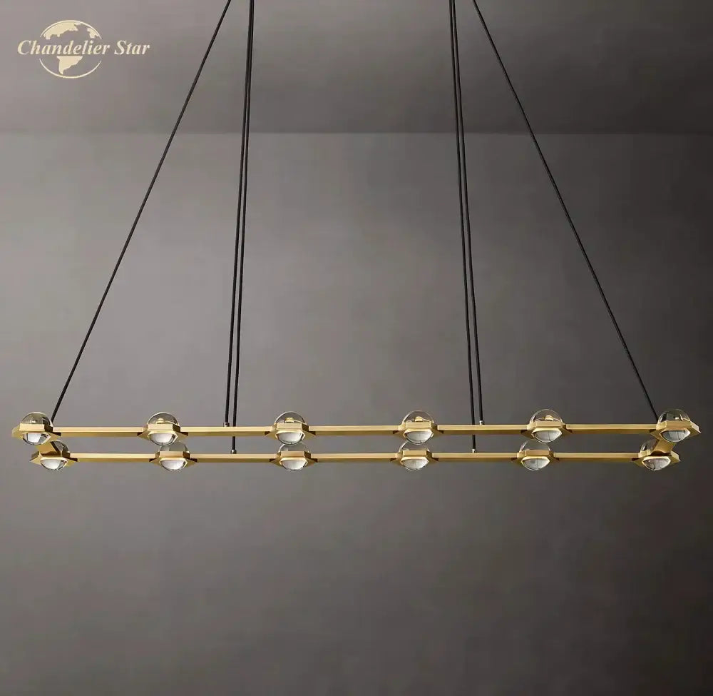 Modern black éclatant crystal chandelier pendant light with gold-toned spherical glass shades for living room use