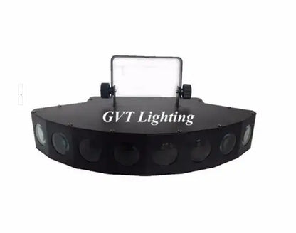 Modern black gvt lighting eight eyes led scanner beam light with multiple circular lenses in octagonal housing for parties