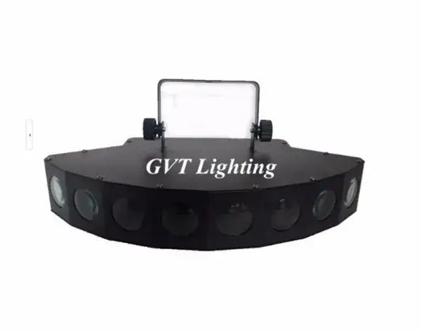 Modern black gvt lighting eight eyes led scanner beam light with multiple circular lenses in octagonal housing for parties