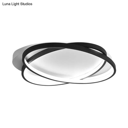 Lámpara de techo DecorBites™ moderna negra con forma de elipse cruzada - Iluminación LED delgada de montaje empotrado para dormitorio - Luz cálida/blanca - 20,5"/25" de ancho