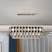 DecorBites™ modern black finish oval island chandelier with sleek chrome frame crystal finish 220v-240v 110v-120v