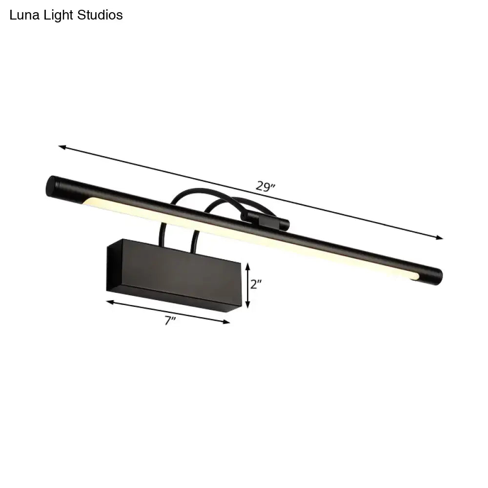 Modern black finish led wall light with matte rectangular base and elongated illuminated bar 110v-120v 220v-240v