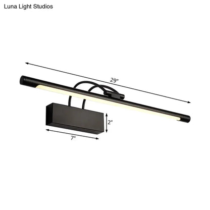 Modern black finish led wall light with matte rectangular base and elongated illuminated bar 110v-120v 220v-240v