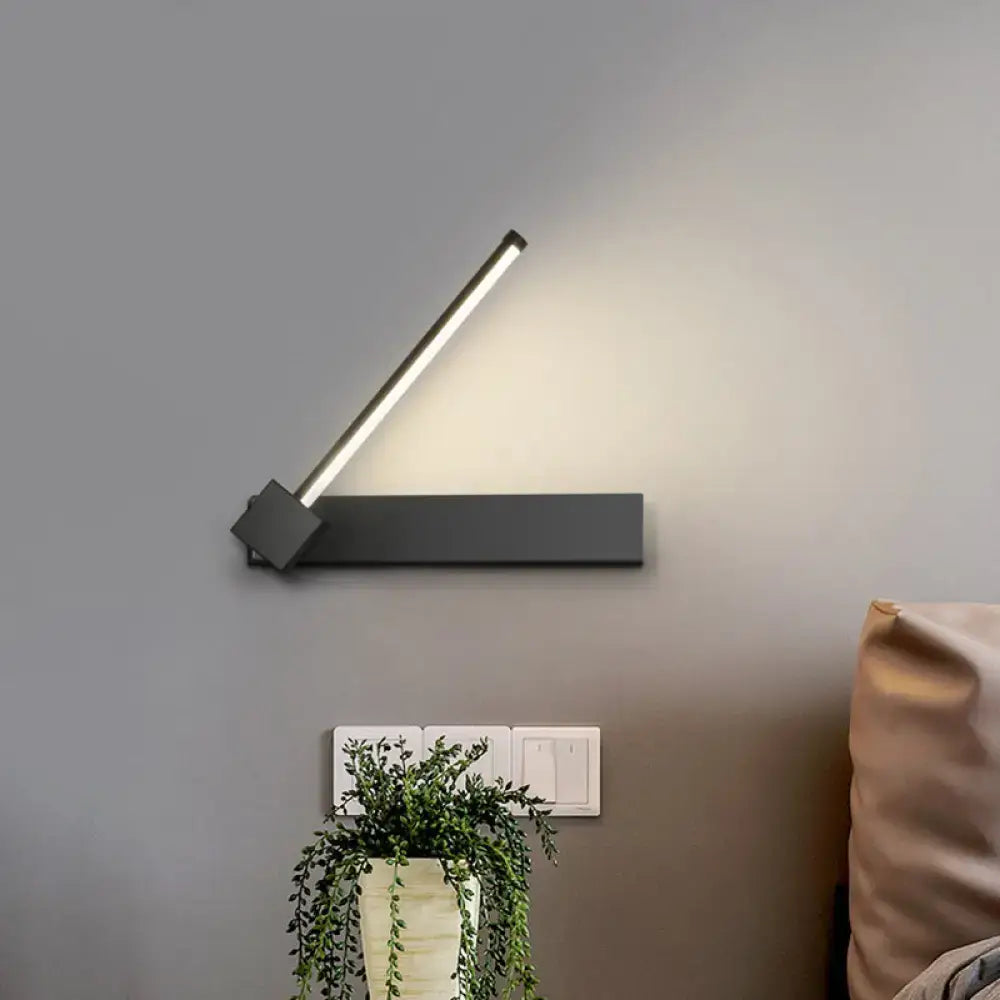 Modern black finish rotatable led wall sconce with matte black finish and adjustable arm for bedroom lighting