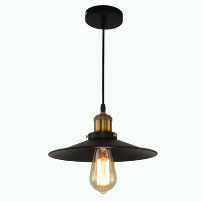 Modern Black Flared Shade Hanging Light with Metallic Finish - Restaurant Pendant Light Fixture (1 Bulb)