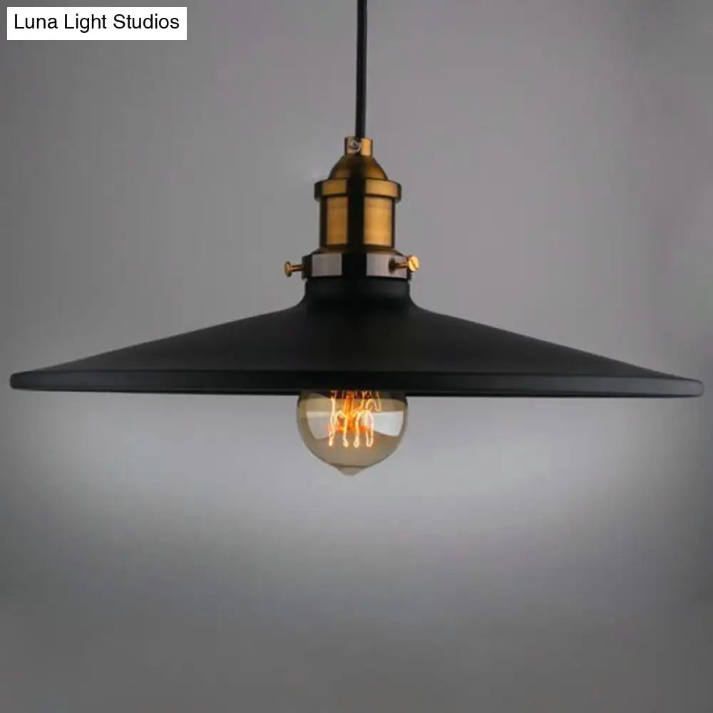 Modern Black Flared Shade Hanging Light with Metallic Finish - Restaurant Pendant Light Fixture (1 Bulb)