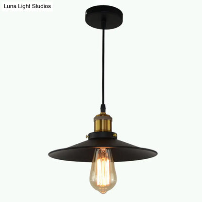 Modern Black Flared Shade Hanging Light with Metallic Finish - Restaurant Pendant Light Fixture (1 Bulb)