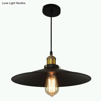 Modern Black Flared Shade Hanging Light with Metallic Finish - Restaurant Pendant Light Fixture (1 Bulb)