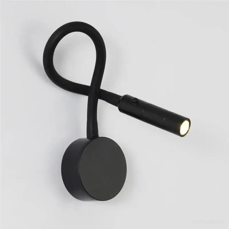 Modern black flexible gooseneck led wall sconces with sleek cylindrical head and circular base for decorbites led wall use