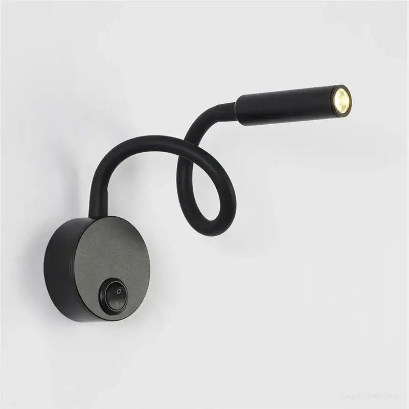 Modern black flexible gooseneck led wall sconces with circular base for bedroom reading by decorbites led wall