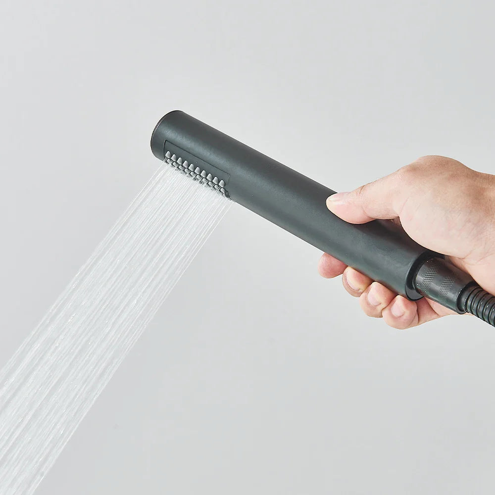 Modern Black Floor Mounted Tub Faucet