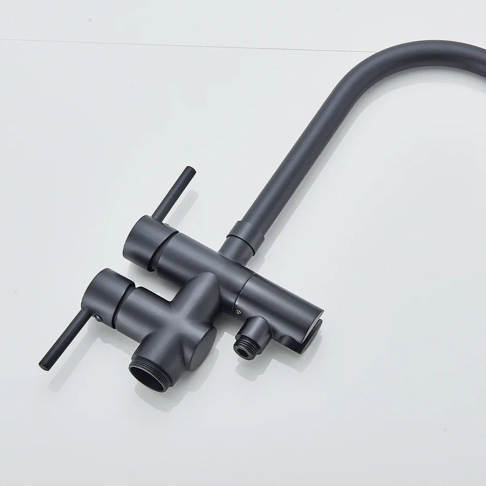 Modern Black Floor Mounted Tub Faucet