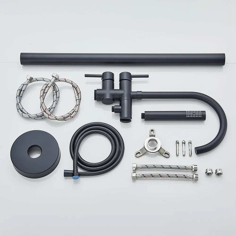 Modern Black Floor Mounted Tub Faucet