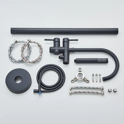 Modern Black Floor Mounted Tub Faucet