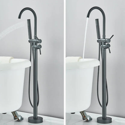 Modern Black Floor Mounted Tub Faucet