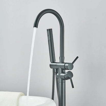 Modern Black Floor Mounted Tub Faucet